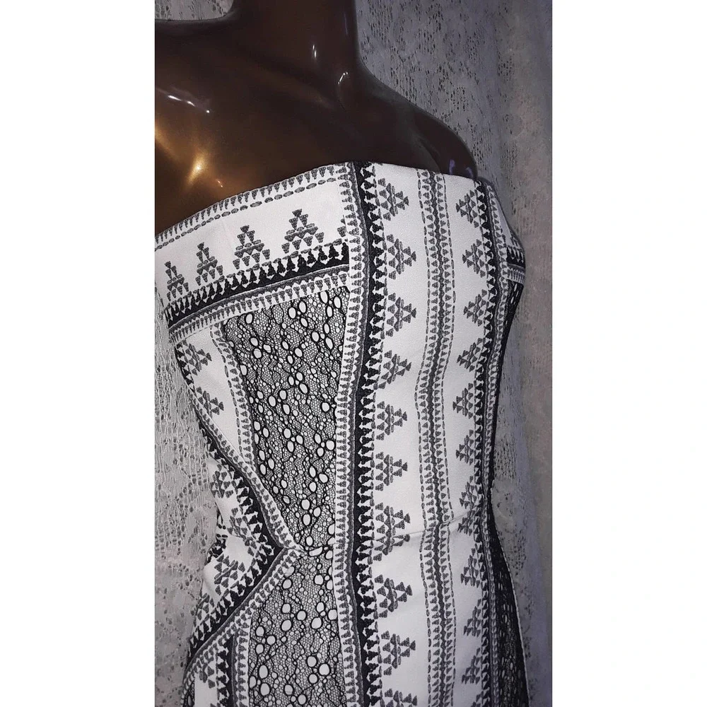 NWT BCBGMaxAzria Sz 10 KIA Black & White Maxi Dress - Picture 4 of 11